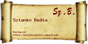 Sztanko Beáta névjegykártya